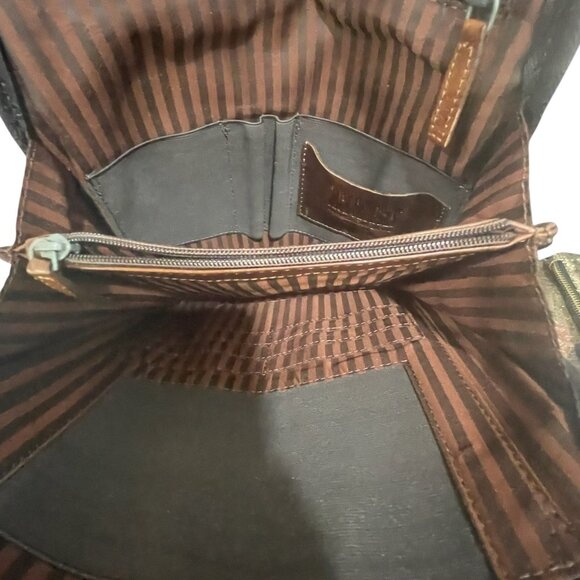 Jack Georges Brown Leather Backpack Sling Bag Crossbody Messenger Retro Office - Picture 4 of 9